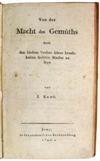 KANT, IMMANUEL.  Von der Macht des Gemüths durch den blossen Vorsatz seiner krankhaften Gefühle Meister zu seyn.  1798